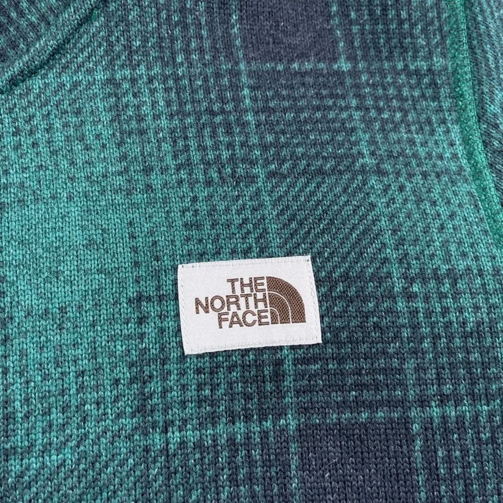 North Face Sweater Mens Small Green Plaid Gordon Lyons Fleece Half Zip Pullover‎